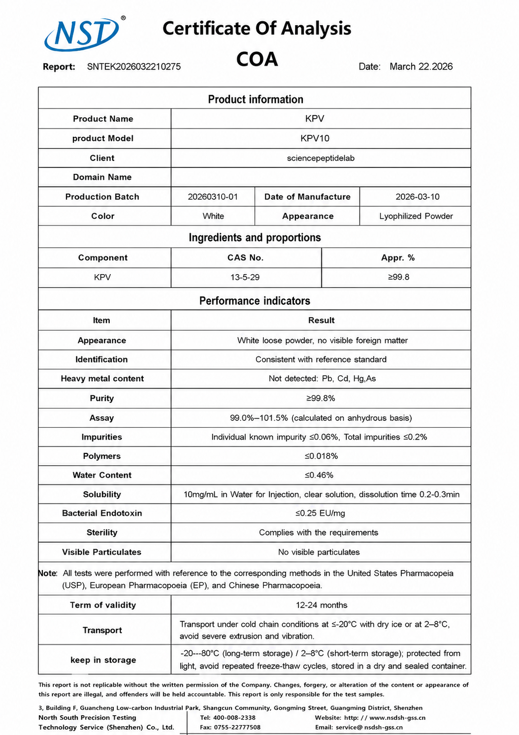 KP10(KPV)-10mg×10vials image 2