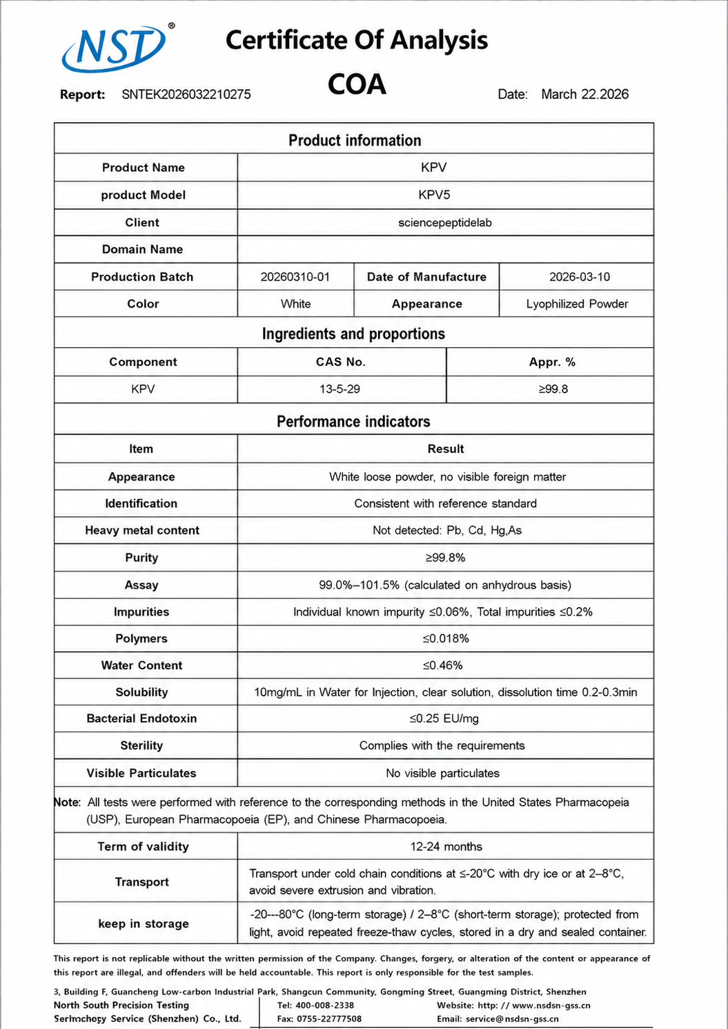 KP5(KPV)-5mg×10vials image 2