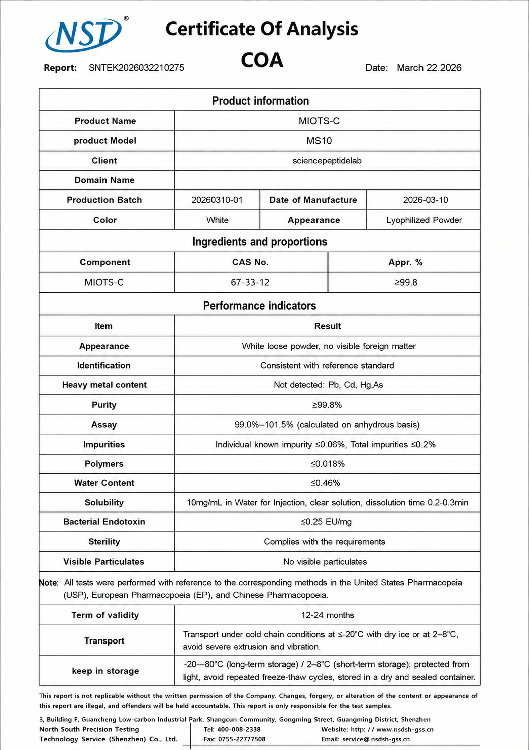 MS10（MOTS-C）10mg×10vials image 2