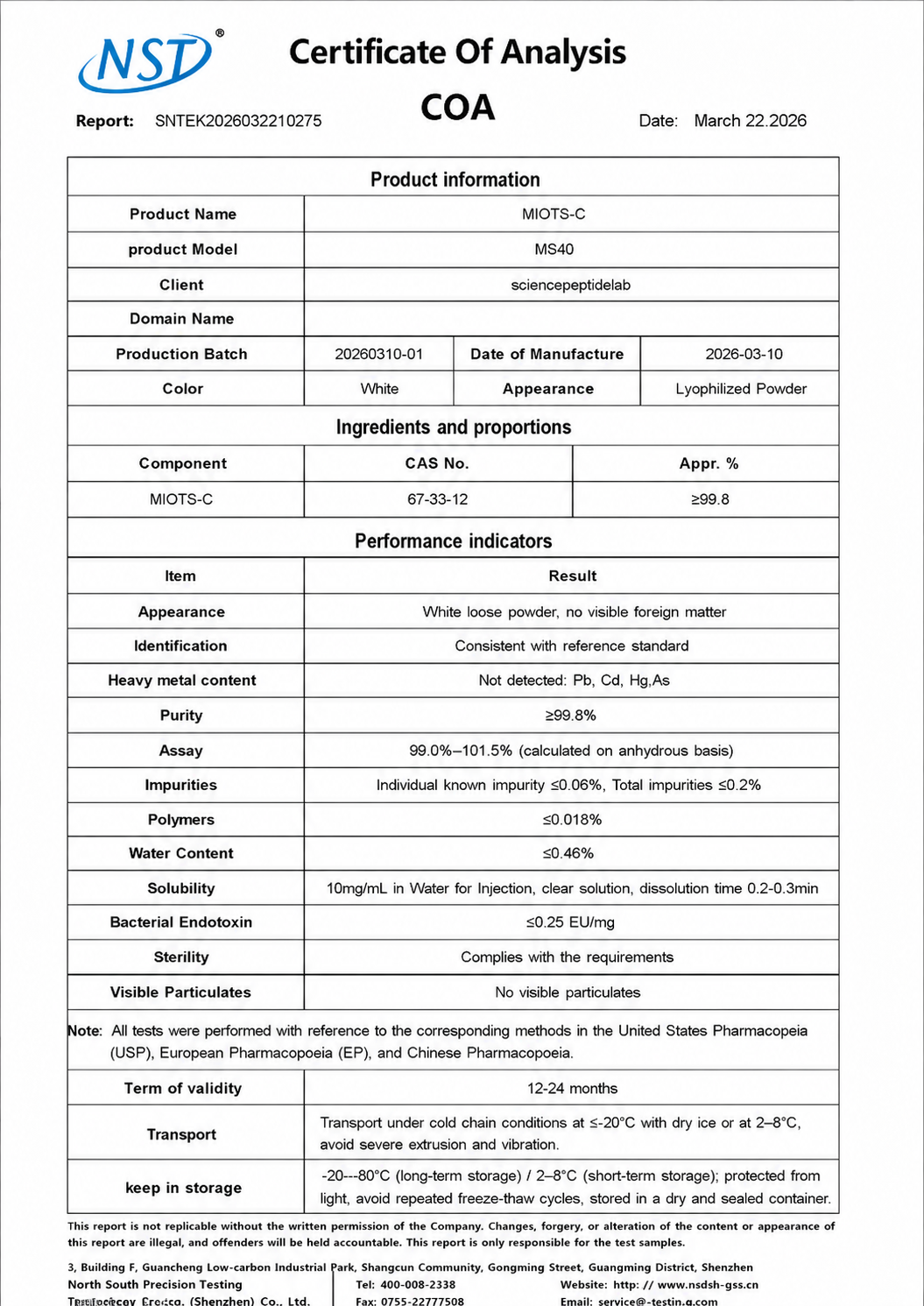 MS40（MOTS-C）40mg×10vials image 2