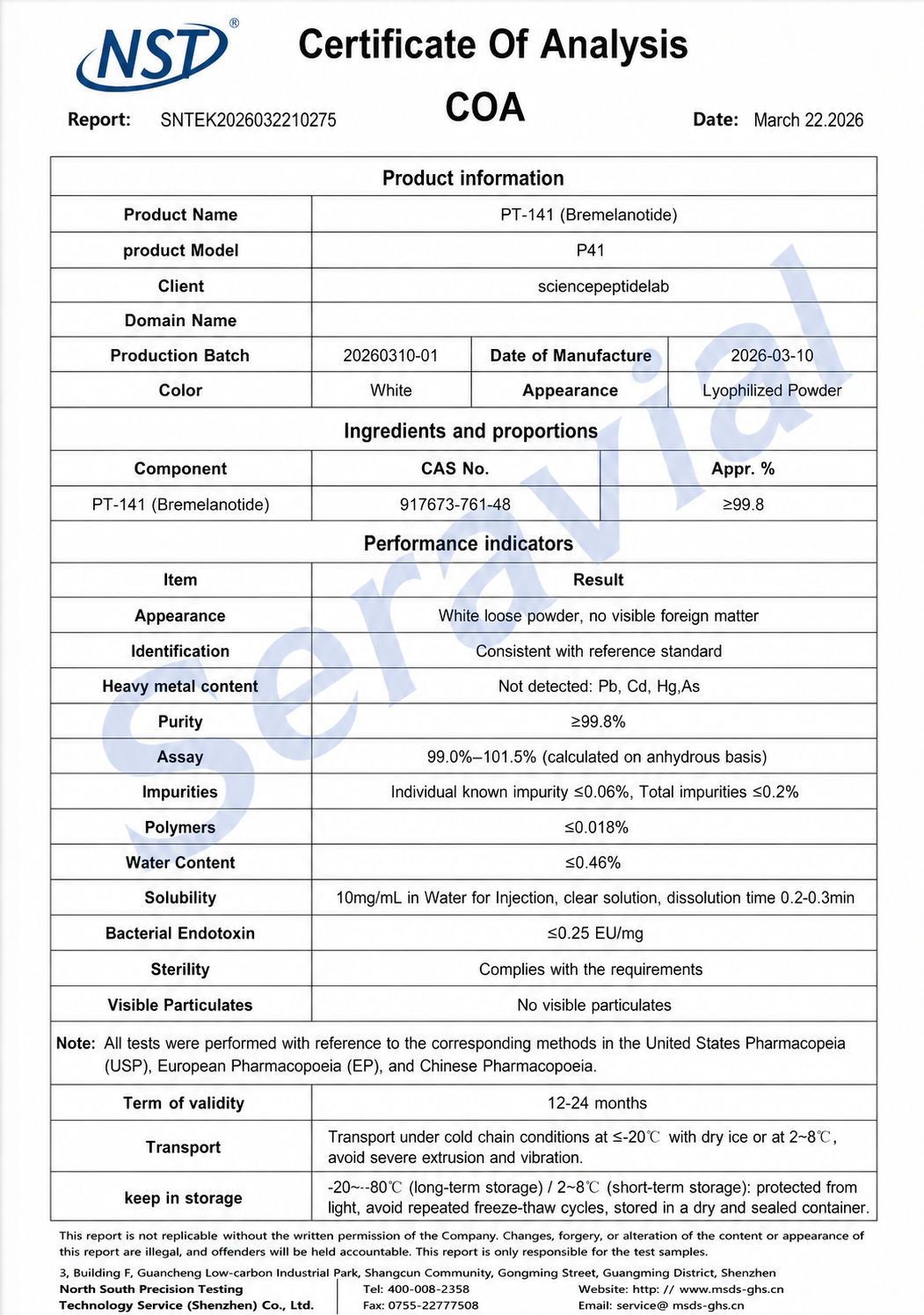 P41（PT-141 (Bremelanotide)）10mg×10vials image 2